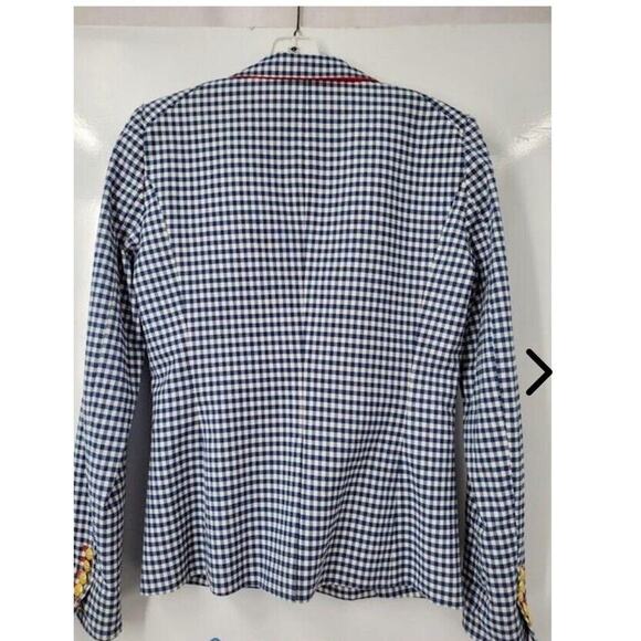Veronica Beard Dickey Gingham Plaid Blue Blazer Size 2 - Picture 4 of 6